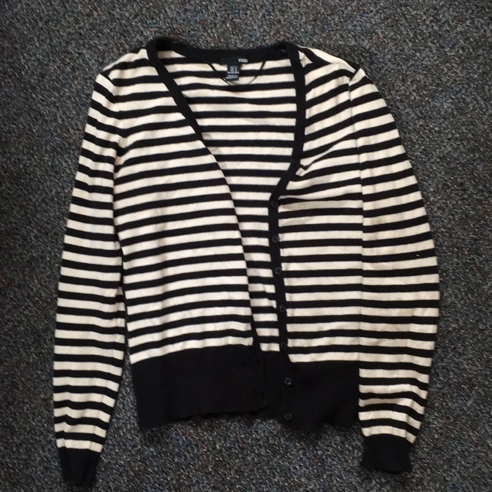 Black and cream striped cardigan